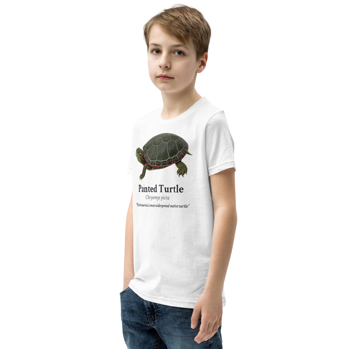 Painted Turtle Kids Tee – White – left front